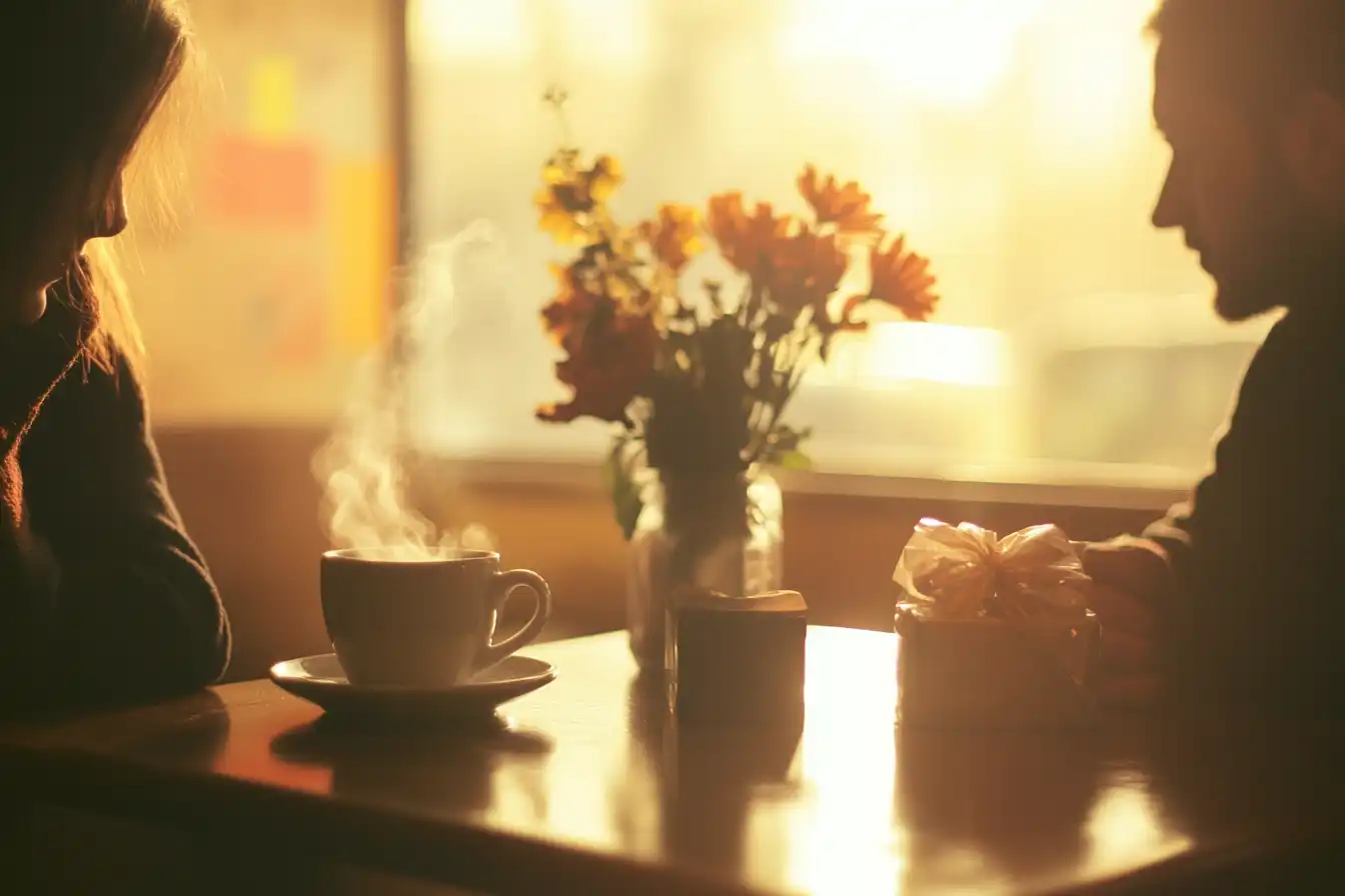 Paar beim Blind Date im Café