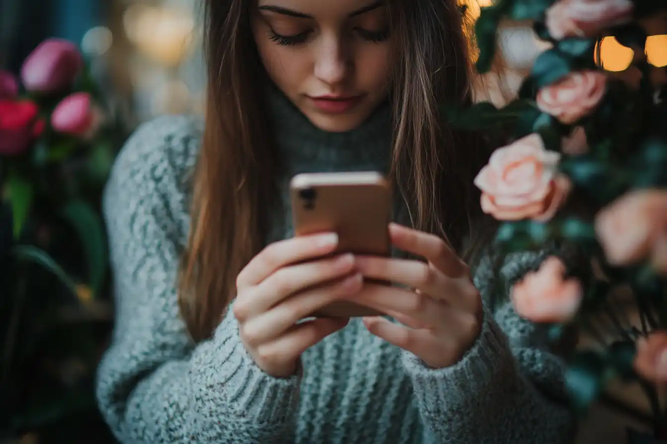 Erste Schritte Frau Smartphone