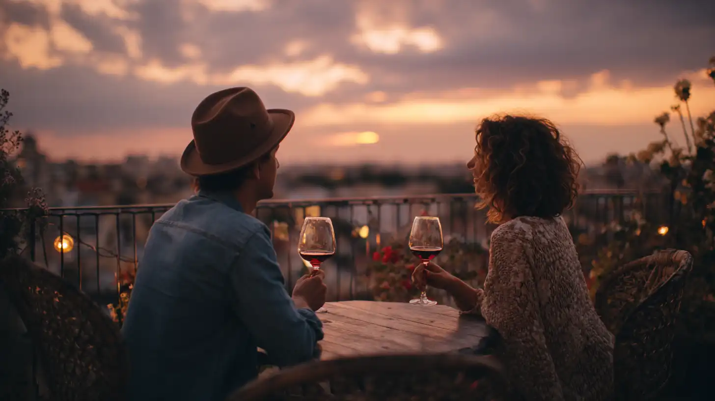 Paar Dating und trinkt Wein