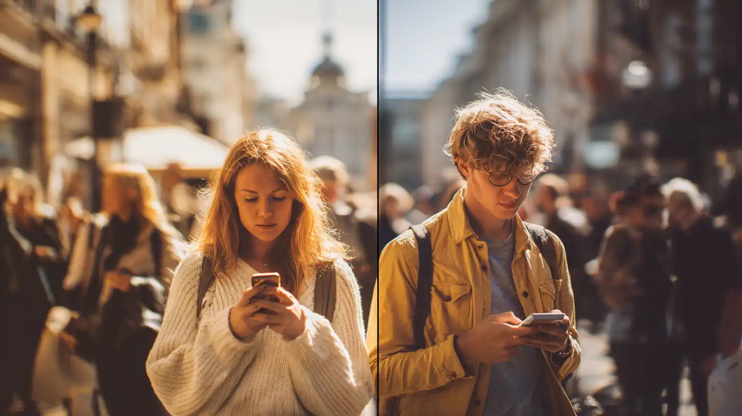zwei menschen schauen auf ihre Smartphones