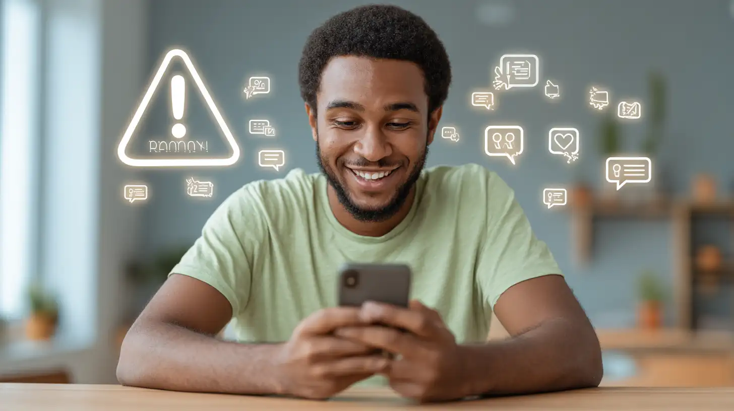 Junger Mann schaut auf Smartphone